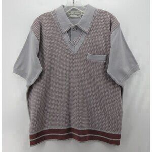 VINTAGE Polo Shirt Large Gino Barozzi 70s Sopranos Mob Leisure Banded